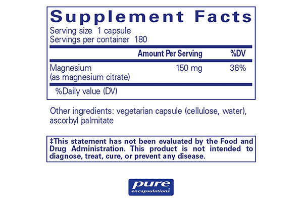 Pure Encapsulations Magnesium (Citrate) - 180 Capsules - Image 2