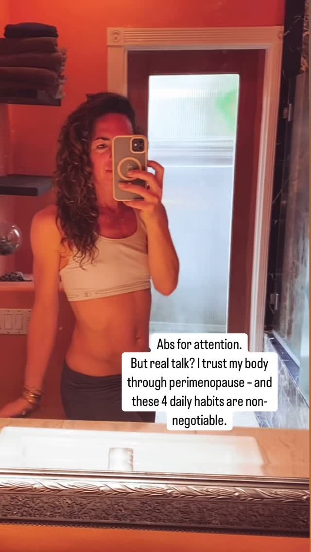 The abs come easy for me—part lucky genetics, part consistent movement, nourishing food, and stress management (goodbye cortisol belly!).
But actually feeling good in my body? That’s taken real work.
At 46, I feel calm, clear, and strong.
Not because I hacked my hormones with a pill, but because I’ve learned how to truly support my body through perimenopause.
It’s a hormonal rollercoaster for many women—and whether you take HRT or not, there are foundational habits that matter.
In a world quick to medicate every symptom (or focus only on aesthetics), I teach women how to listen to their bodies—and support them the way they were designed to be supported.
Perimenopause isn’t a flaw. It’s a powerful transition. So why aren’t we talking more about what it really takes to move through it with strength and confidence?
Here are my 4 daily non-negotiables that help me stay balanced and connected:
1️⃣ Somatic meditation to calm my nervous system and lower cortisol.
2️⃣ Daily movement to support metabolism, blood sugar, and mood.
3️⃣ Morning sunlight to align my circadian rhythm and naturally boost hormone production.
4️⃣ A blood-sugar balancing breakfast with fiber, fat, and protein to fuel my body and support gut + brain health.
💊 I’m not anti-HRT. I’m just particular about what I put in my body.
And honestly—I don’t trust pharmaceutical companies to put women’s long-term health first.
So I start with foundations.
Because research shows that nutrition, movement, and lifestyle often deliver similar outcomes to HRT. (But where’s the money in promoting that?)
✨ When you give your body what it truly needs—it responds.
💌 Ready to reconnect to your body and find your balance?
Comment or DM RESET to learn about my 6-week Total Mind-Body Reset—a natural path to hormone health, energy, and clarity.
#somatichealing #mindbodyhealth #hormoneimbalance #hrt #hormonereplacementtherapy #naturalhormonehealth #holistichormonehealth #selfcare #dailysunlight #healingjourney
